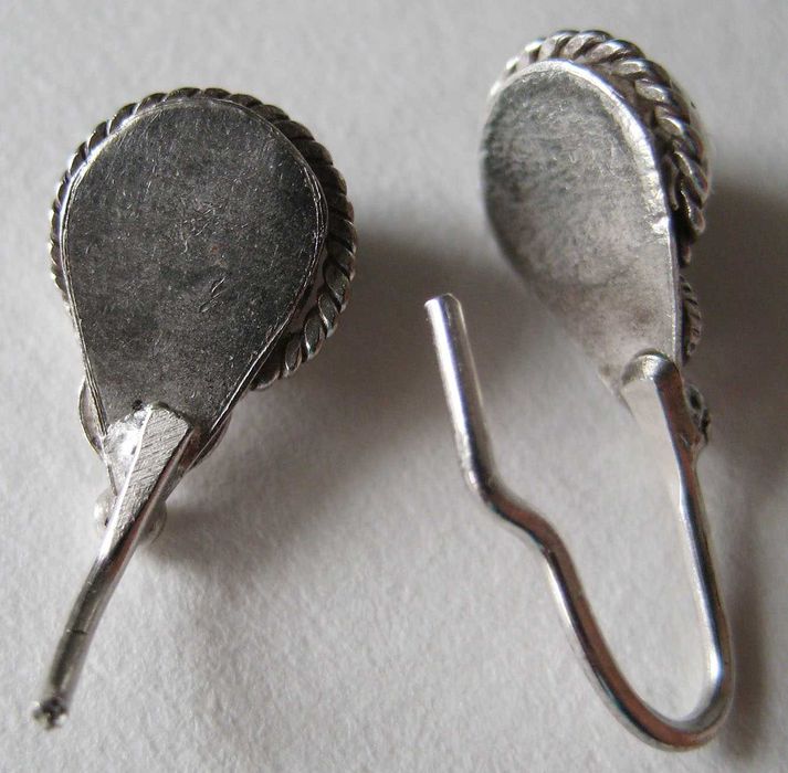 Сережки срібні з зеленою бірюзою Кульчики Монголія Під ремонт