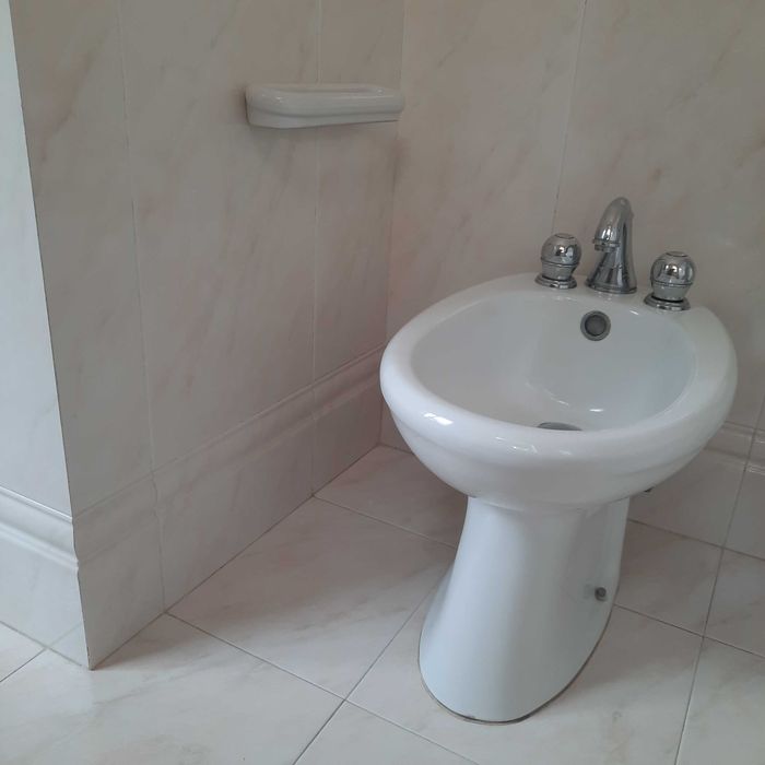 Sanita e bidé com torneiras em bom estado