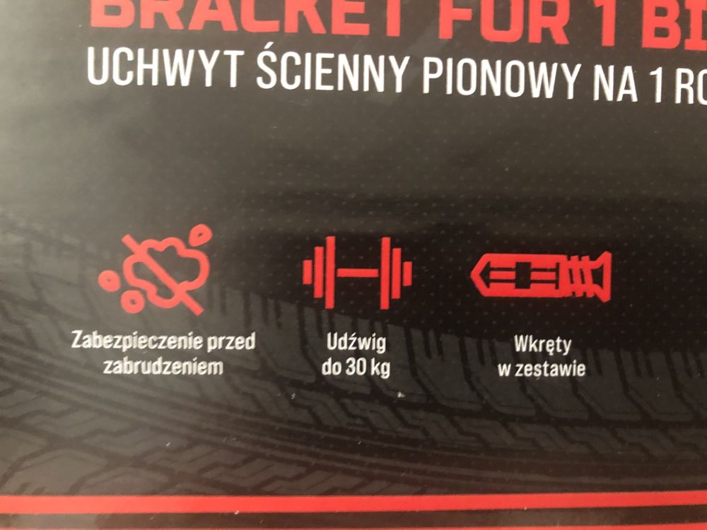 Uchwyt naścienny pionowy na 1 rower.Max 30 kg .NOWY