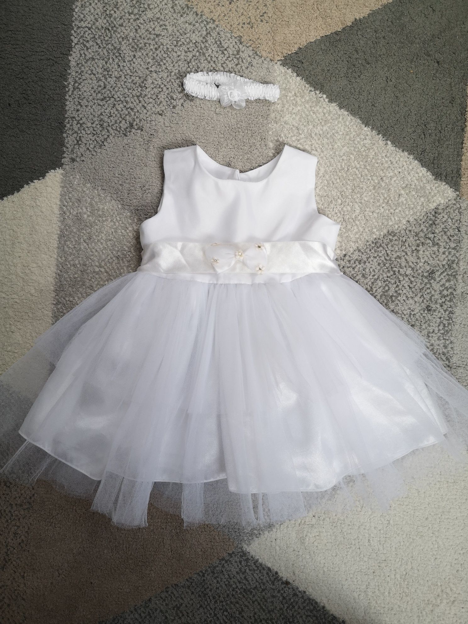 Biała sukienka na Chrzciny suknia na chrzest dla dziewczynki PIĘKNA