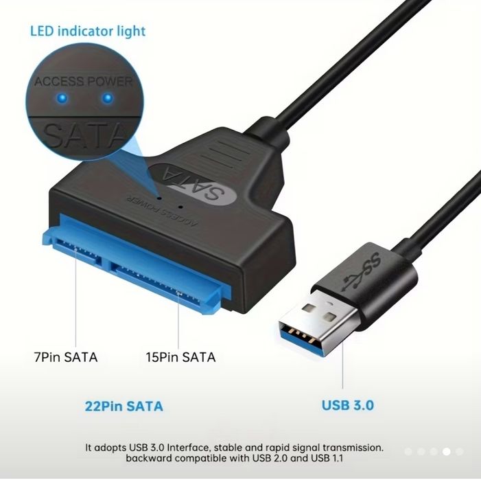 кабель адаптер високошвидкісний USB 3.0 до SATA III для 2.5-дюймових H