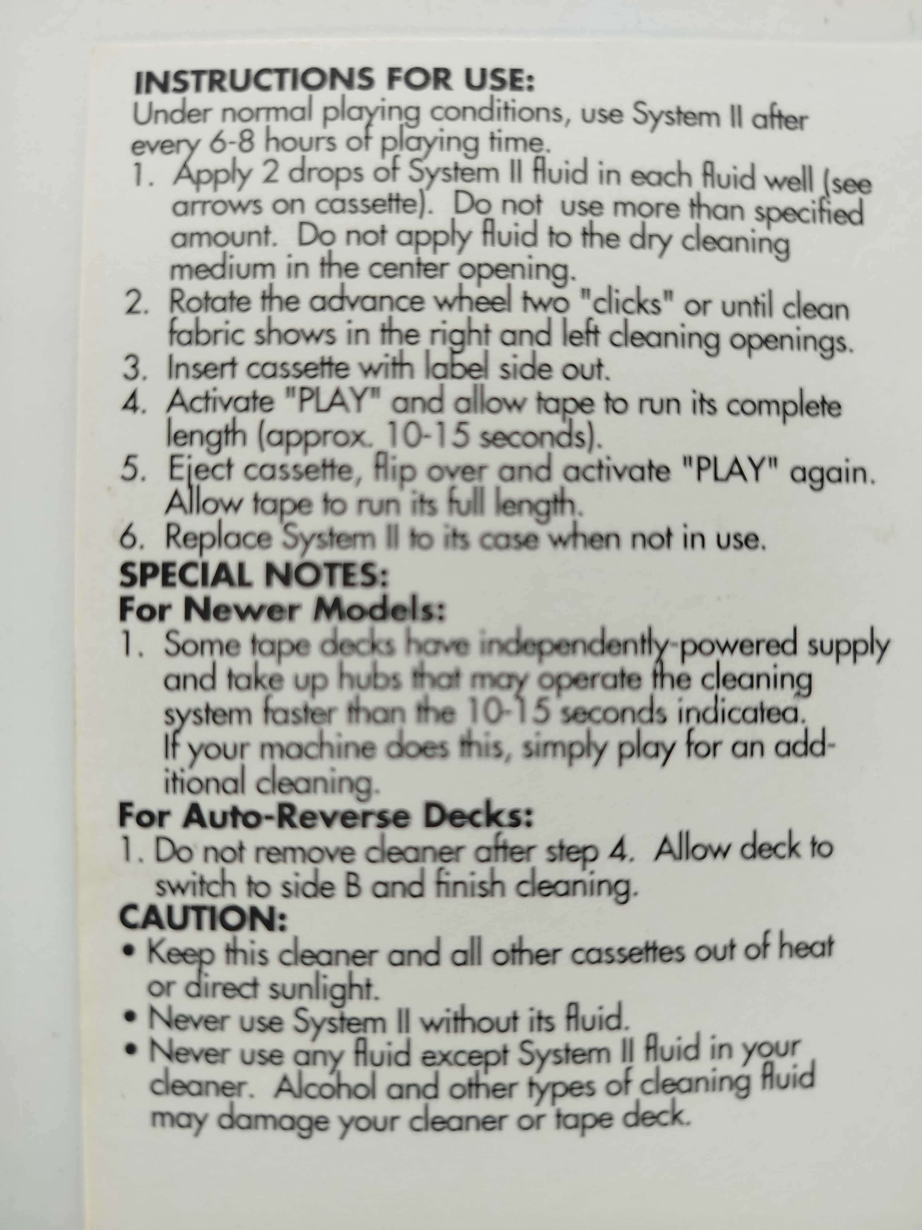 Tape Deck Cleaner SYSTEM II Dual Action discwasher unikat