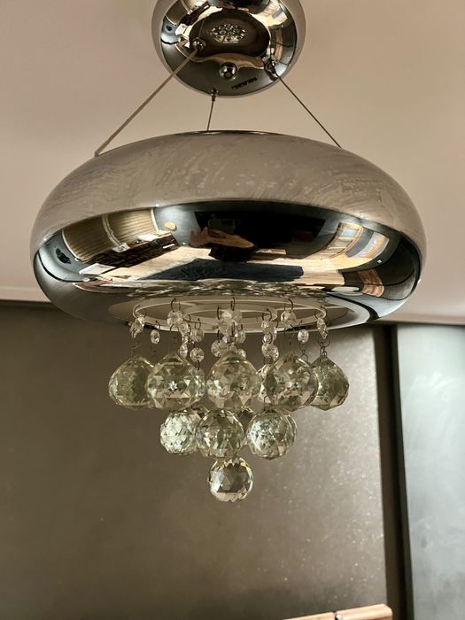 Lampa wisząca sufitowa żyrandol glamour kryształy srebrna