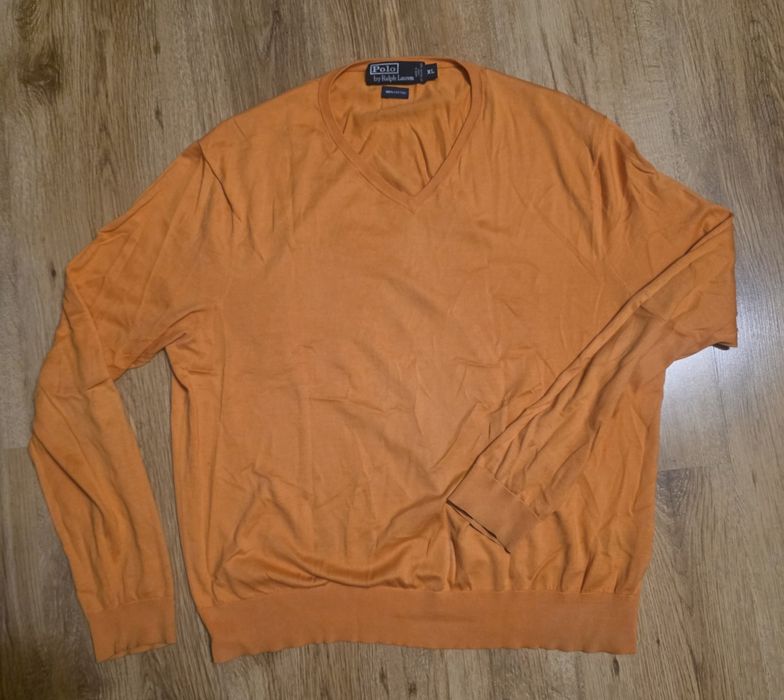 Pomarańczowy Sweter Polo by Ralph Lauren Dekolt V Bawełna L