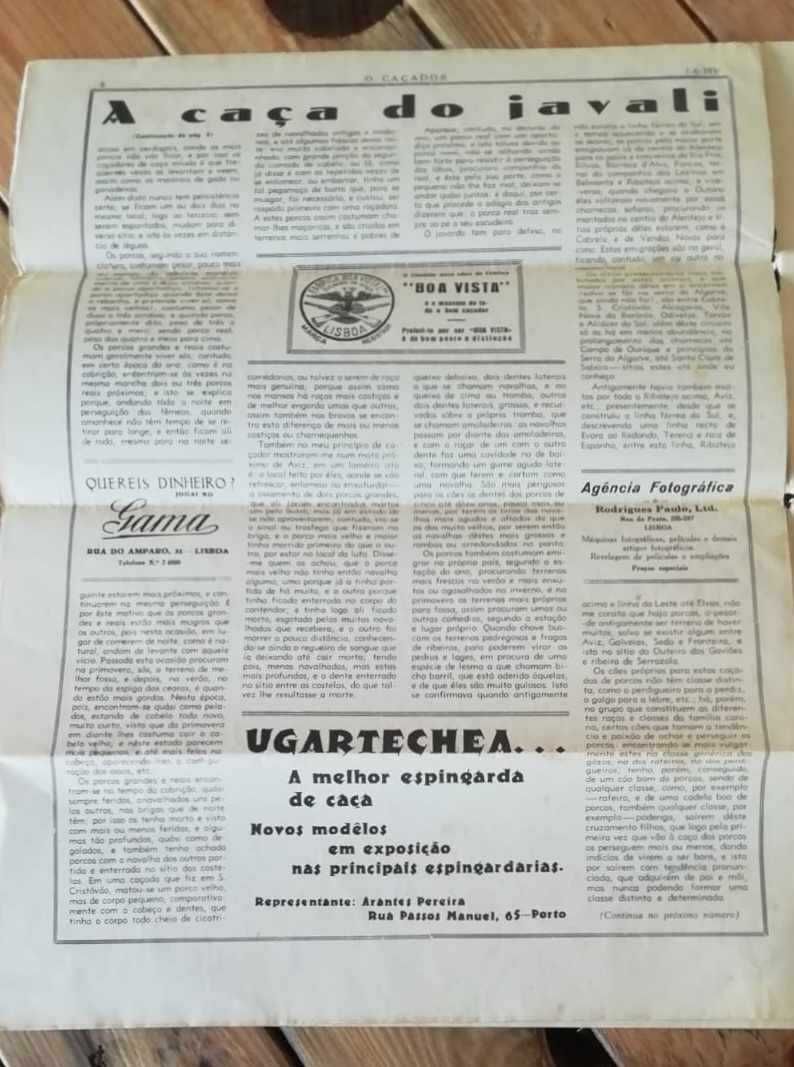 Antigo e RARO Jornal "o Caçador", n.º 89, datado de 1 de Junho de 1936