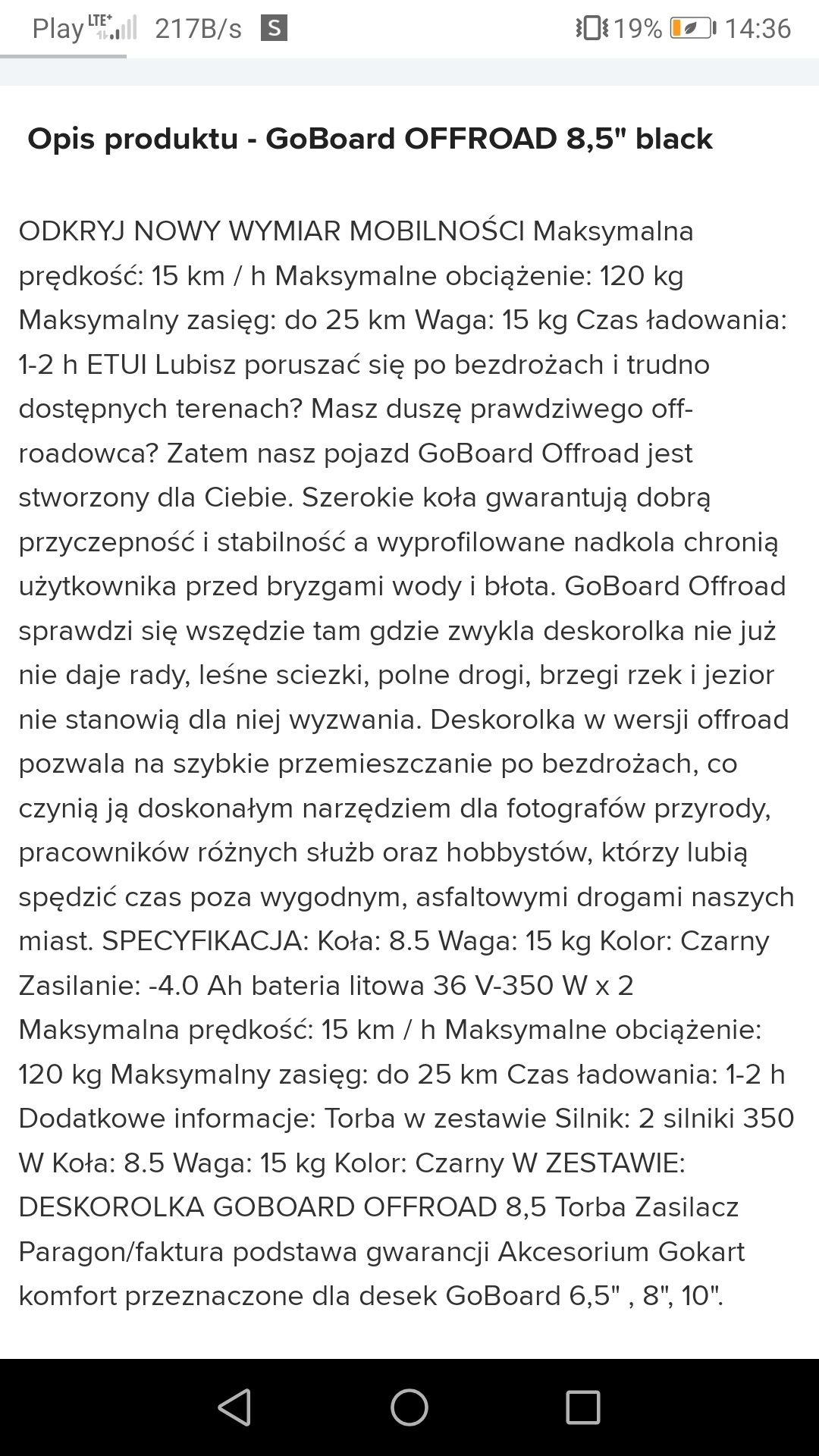 Hoverboard, deska elektryczna Go board Offroad
