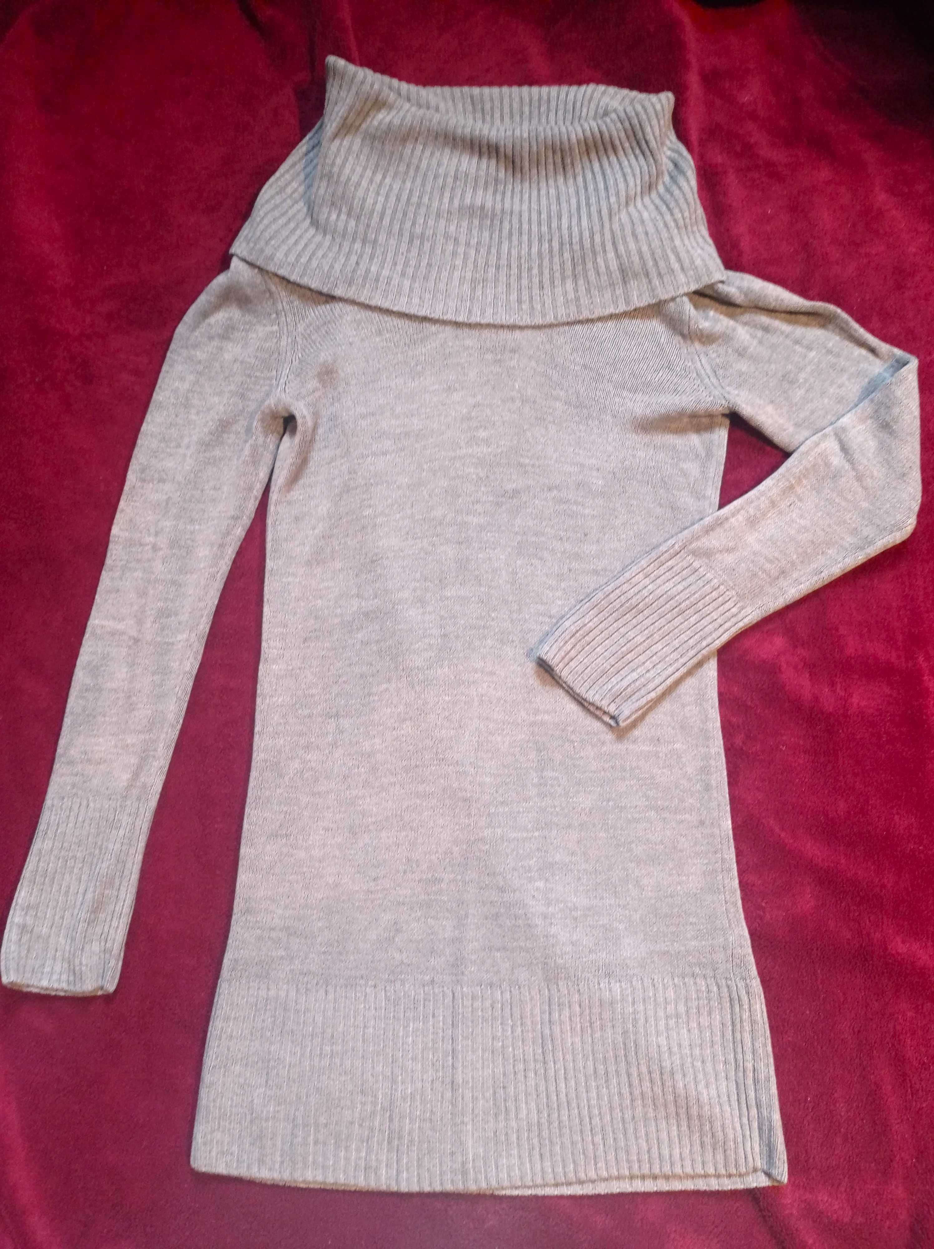 H&M długi sweter z golfem rozmiar S/M