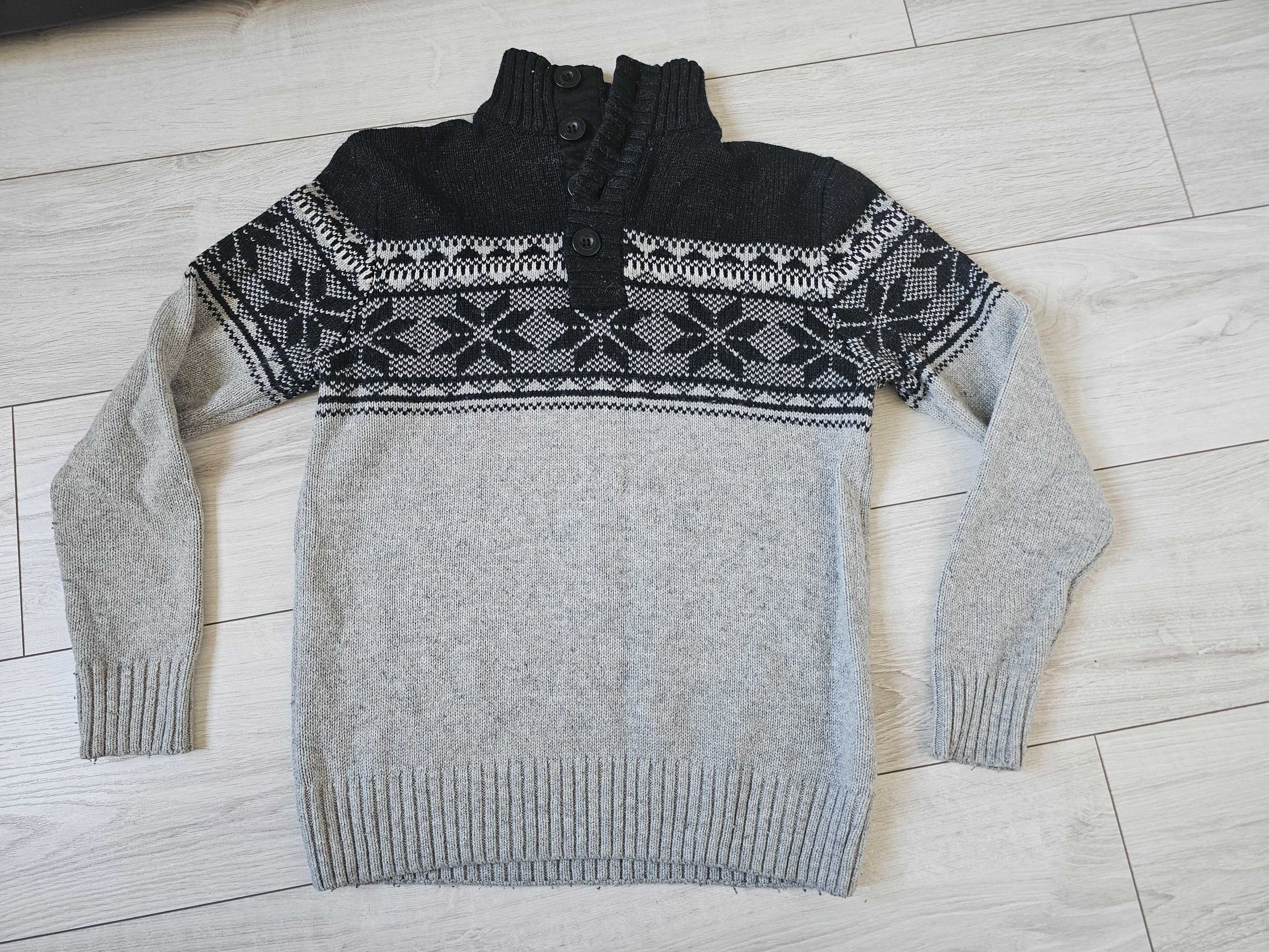 Sweter Reserved szary popiel czarny r. M męski jak nowy