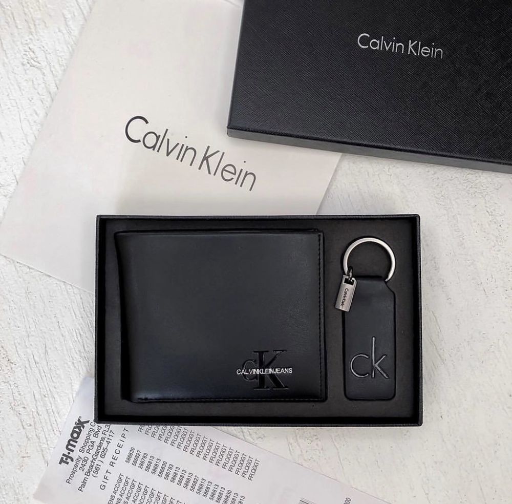 Portfel męski Calvin Klein CK z brelokiem zestaw na prezent nowy czarn
