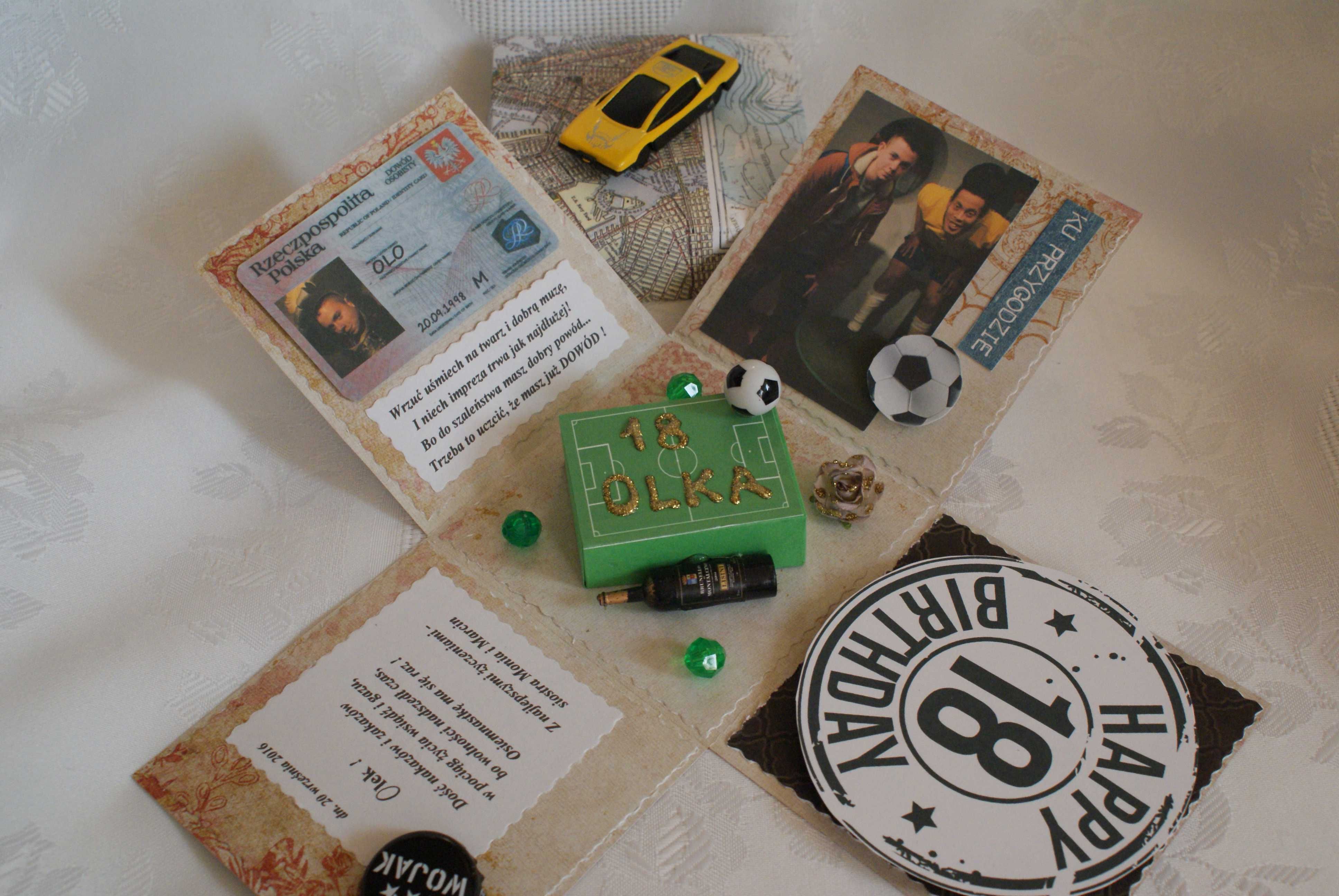 Kartka na 18 -kę 18 urodziny exploding box, rękodzieło