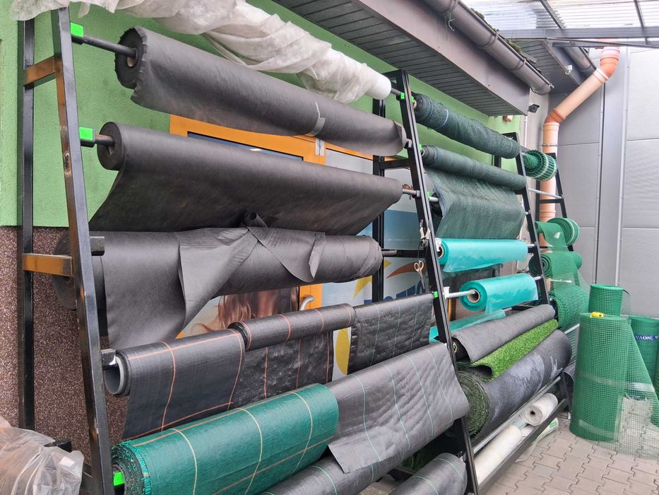 Stojak, regał ekspozytor magazynowy, rolki  na folia , siatki