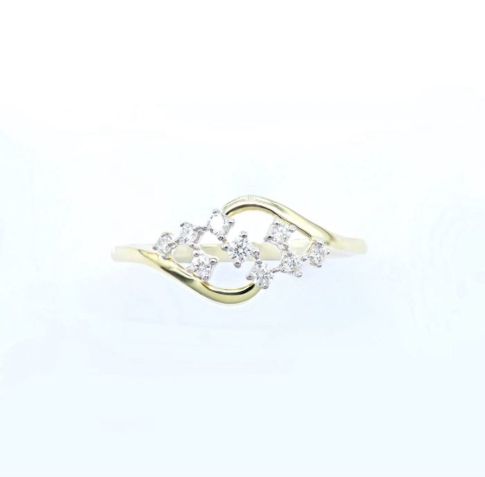 Anel 14K Ouro Amarelo - 0.18ct tw. Diamante Natural