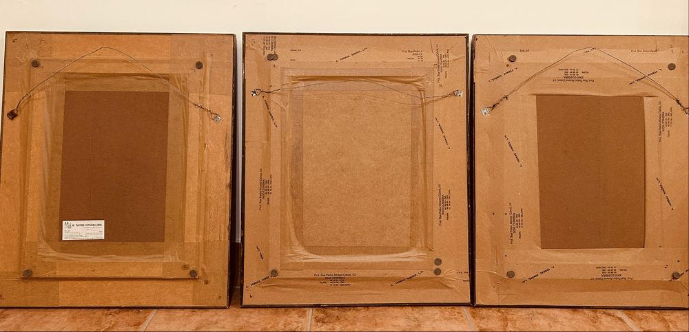 Três quadros feitos com a arte de três dimensões. Medidas 61x51,5