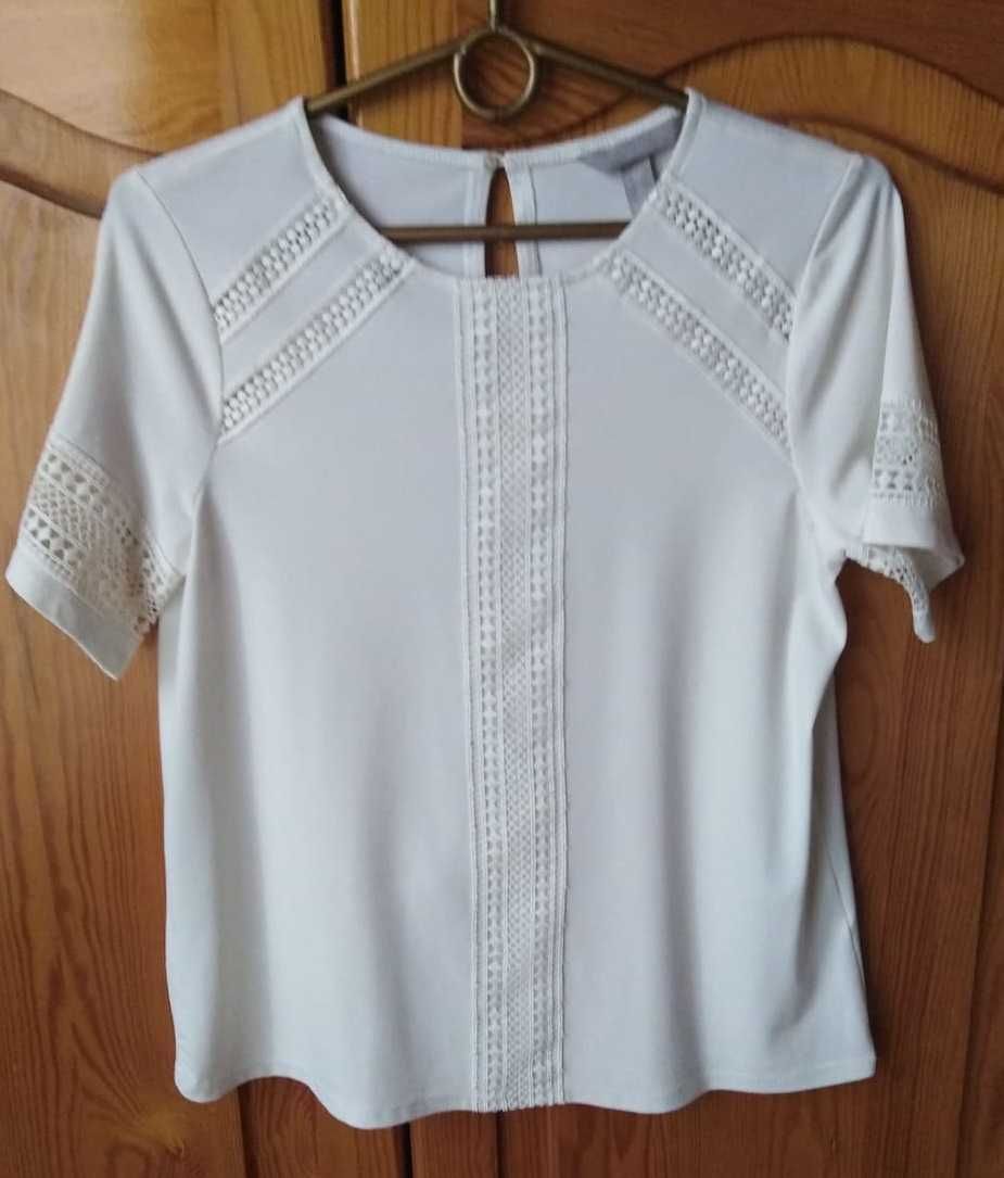 Bluzka biała damska z haftami H&M, rozmiar S/36