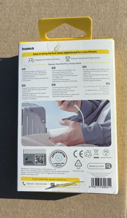 Павербанк BASEUS Enerfill FP11 10000mAh Fast Charger and Power Bank