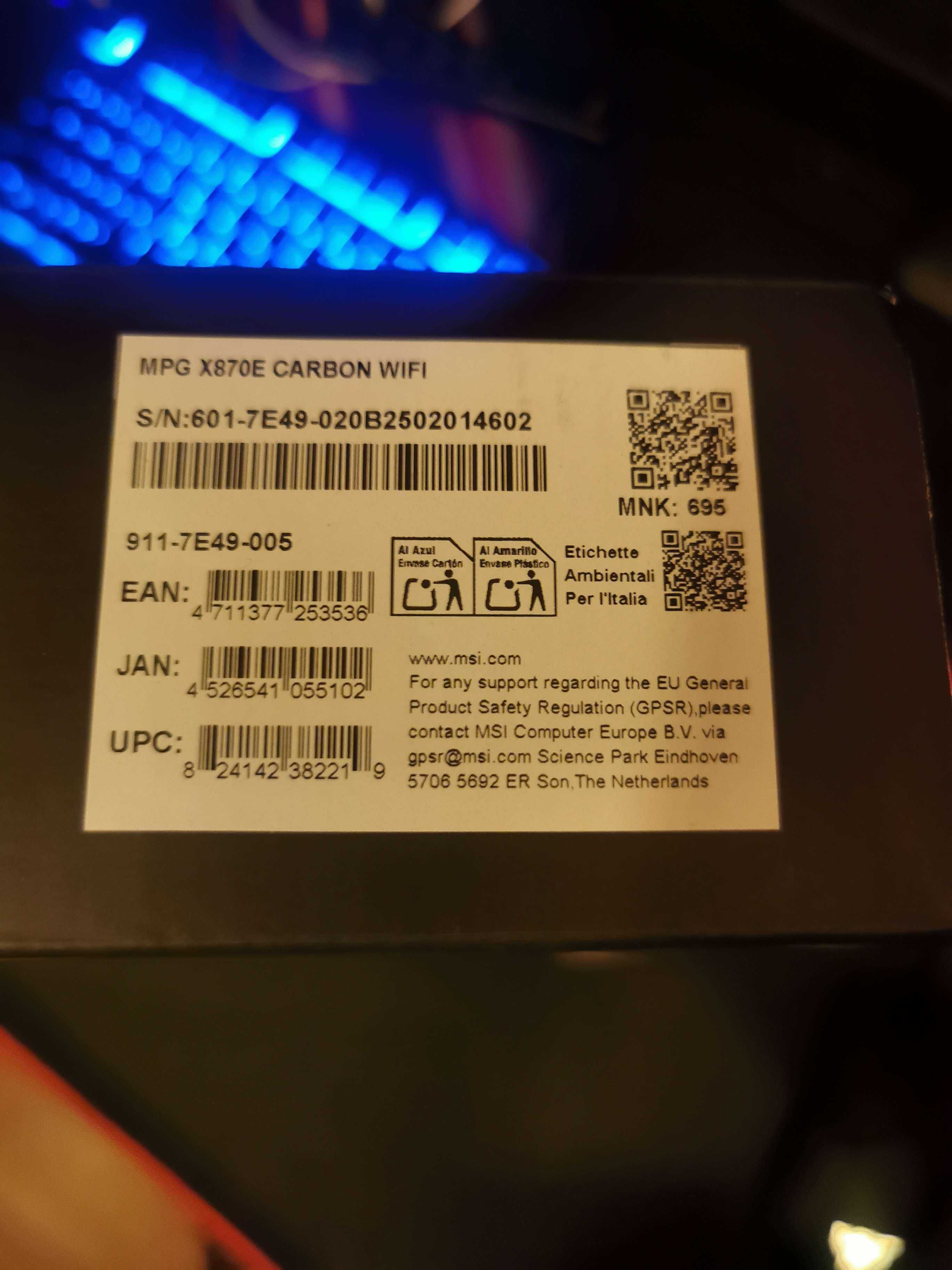 MSI MPG X870E Carbon WiFi 34miesiące GW.