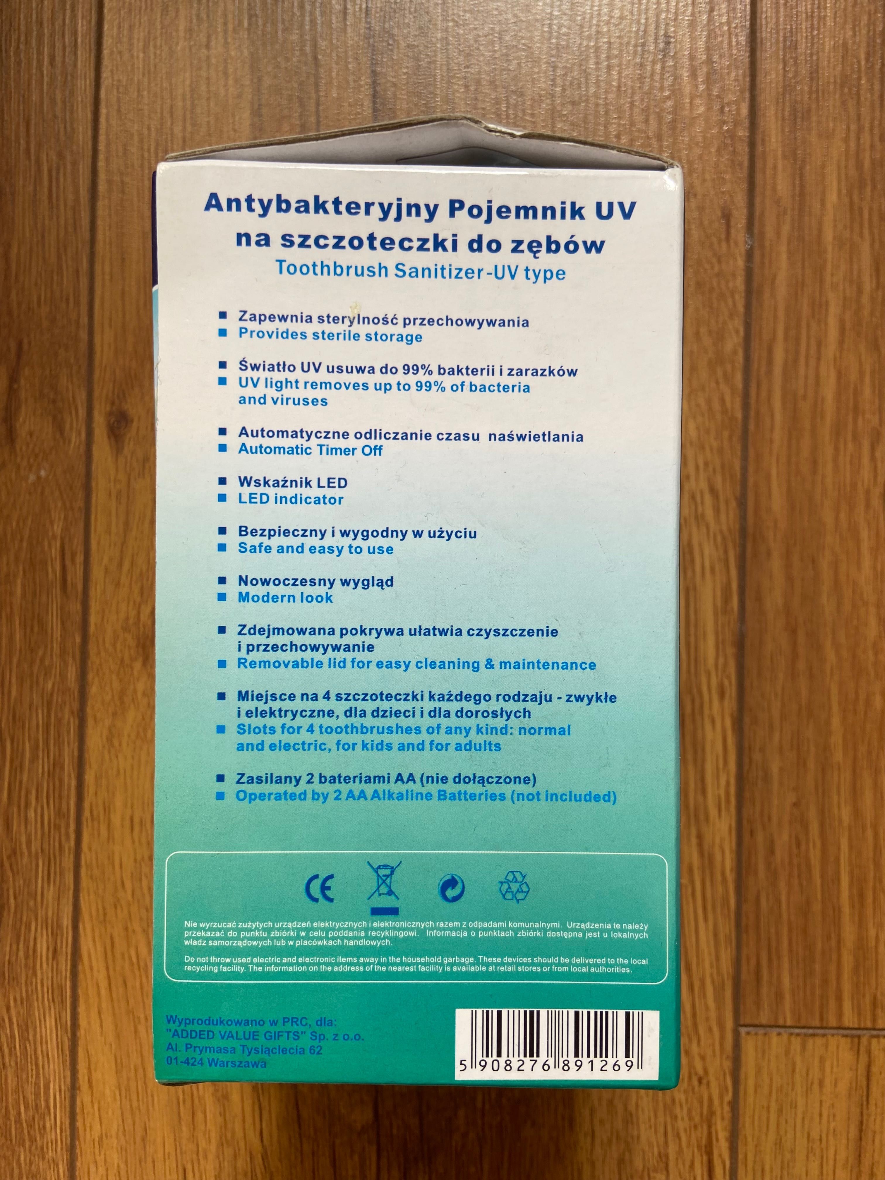 HYGIEINC24 Antybakteryjny pojemnik UV na szczoteczki do zębów