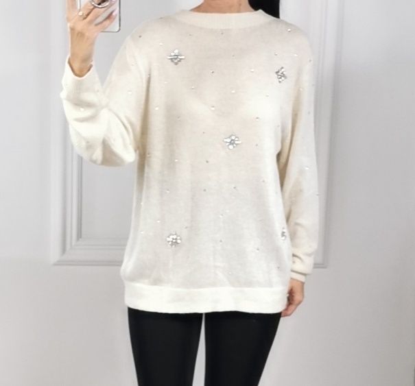 Zara Sweter Damski z cyrkoniami L