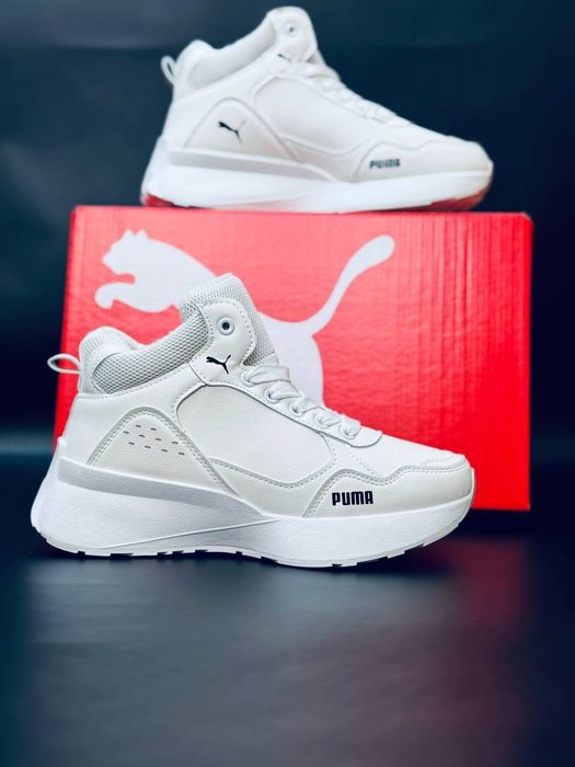 Женские кроссовки Puma Белые кожаные кроссовки Пума зимові кросівки