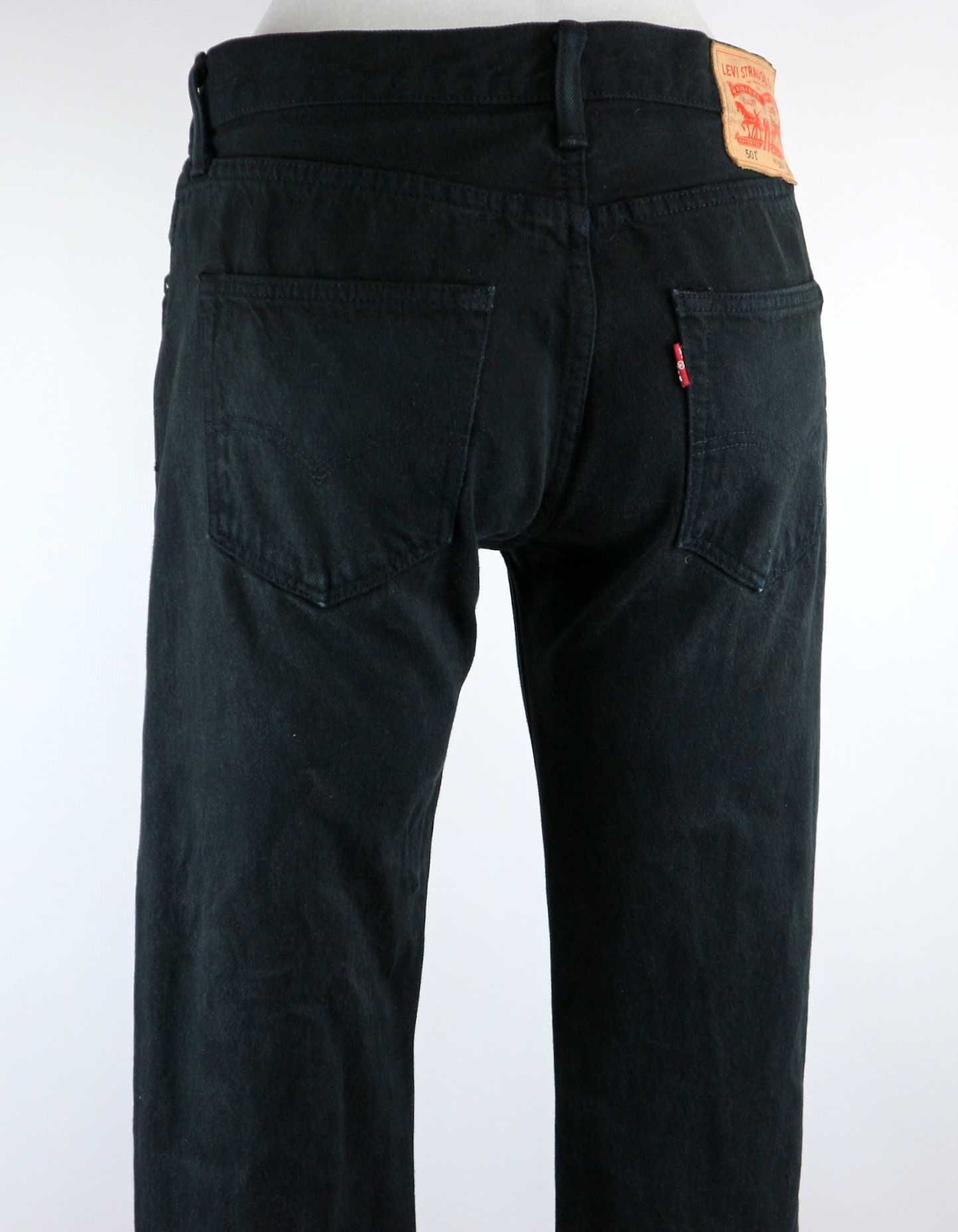 Levis 501 spodnie jeansy czarne W30 L32 pas 2 x 40 cm