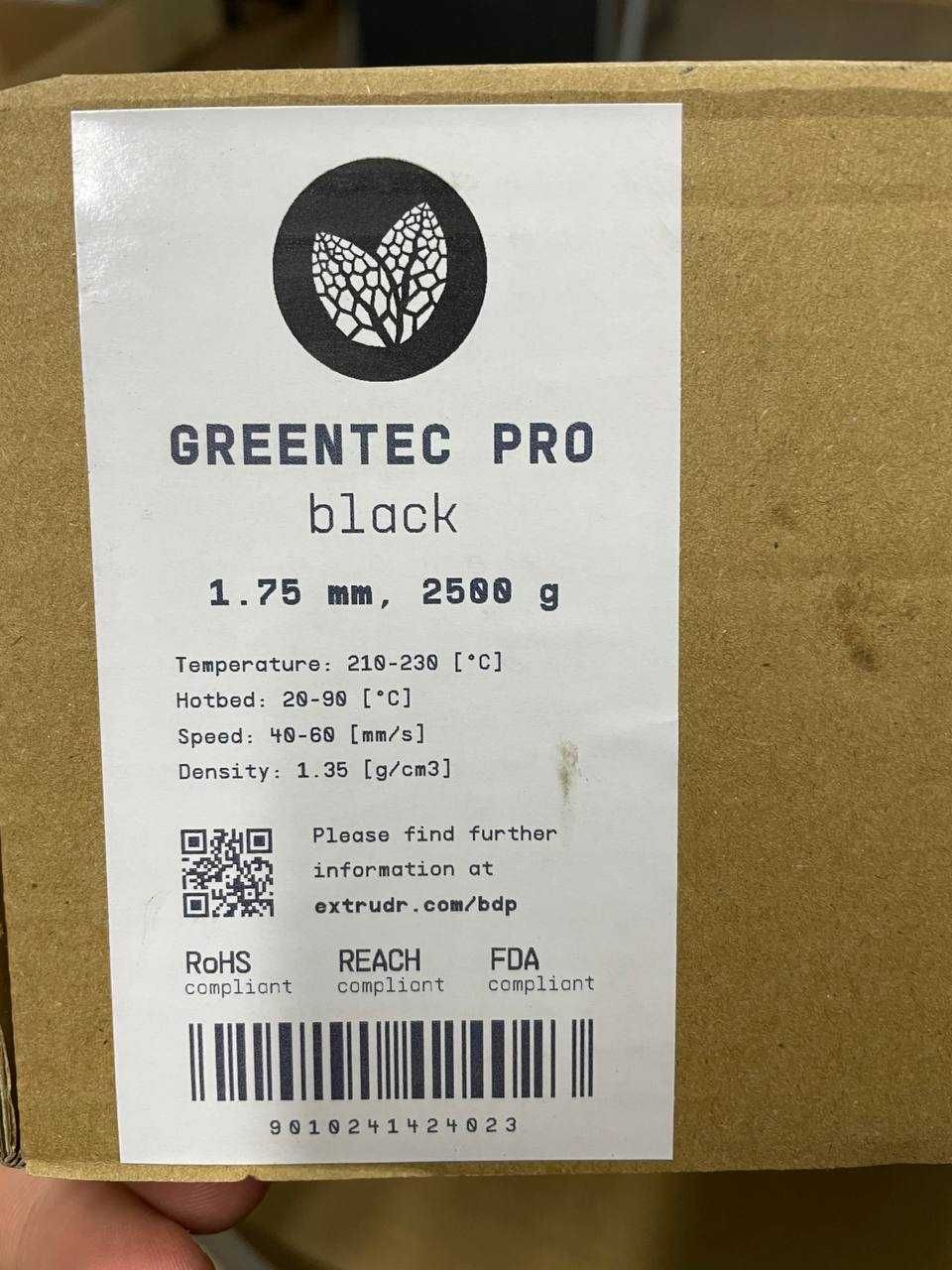 Extrudr Greentec Pro Black 2.5kg 1.75mm/філамент, пластик для 3д друку