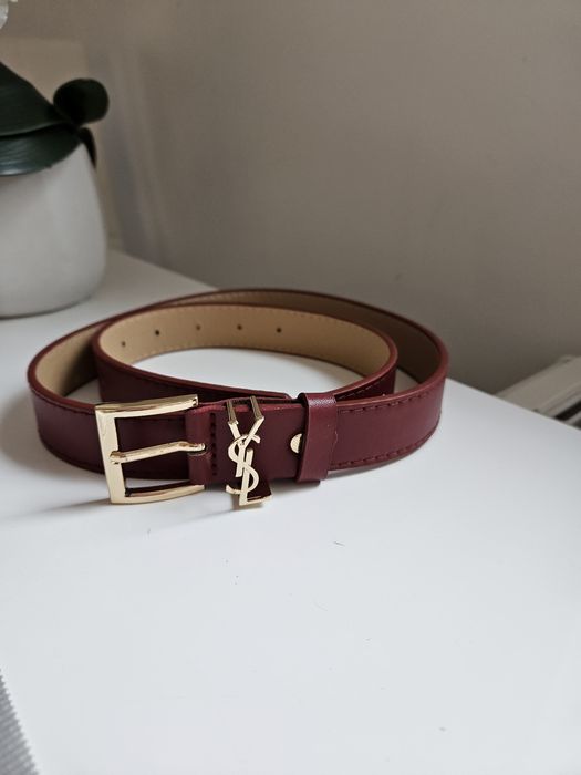 Damski pasek ysl bordowy