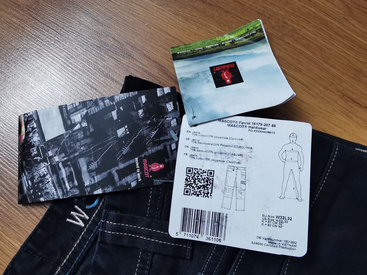 Mascot Ferrol Cordura Hardwear spodnie robocze jeansowe W32 L32