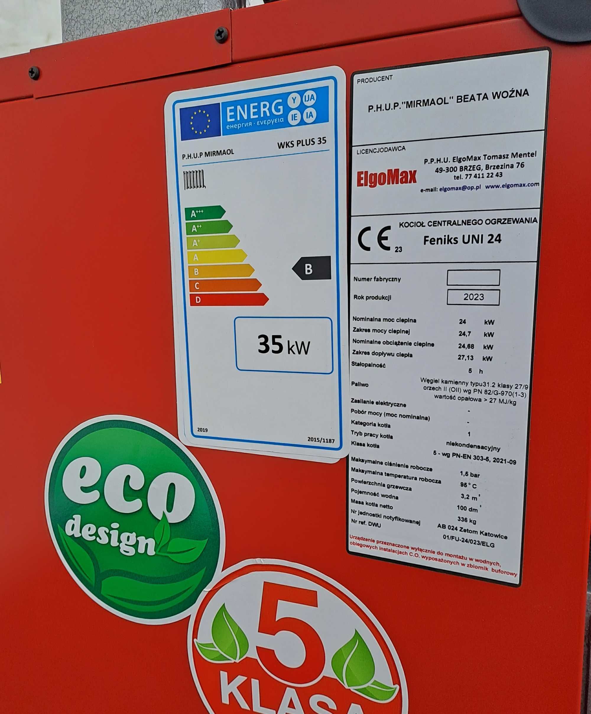 Kocioł Piec 35kw na Węgiel Drewno do 300m2 +sterownik Dmuchawa 5 klasa