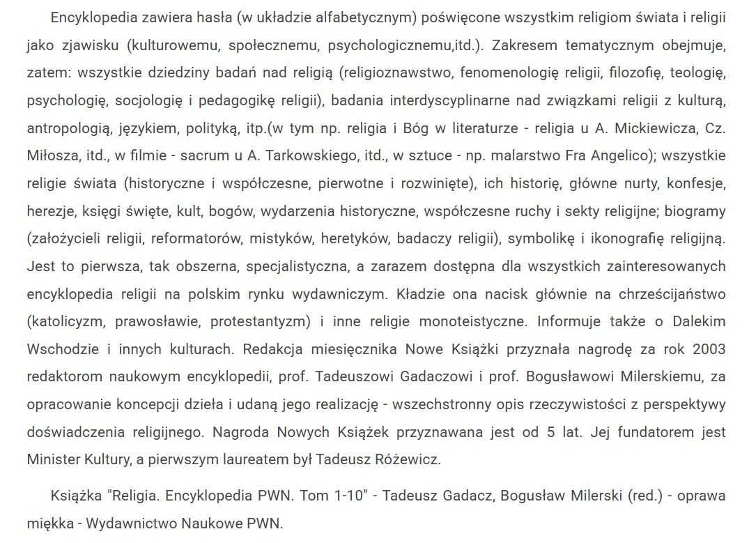 Religia. Encyklopedia PWN, t. 1-9