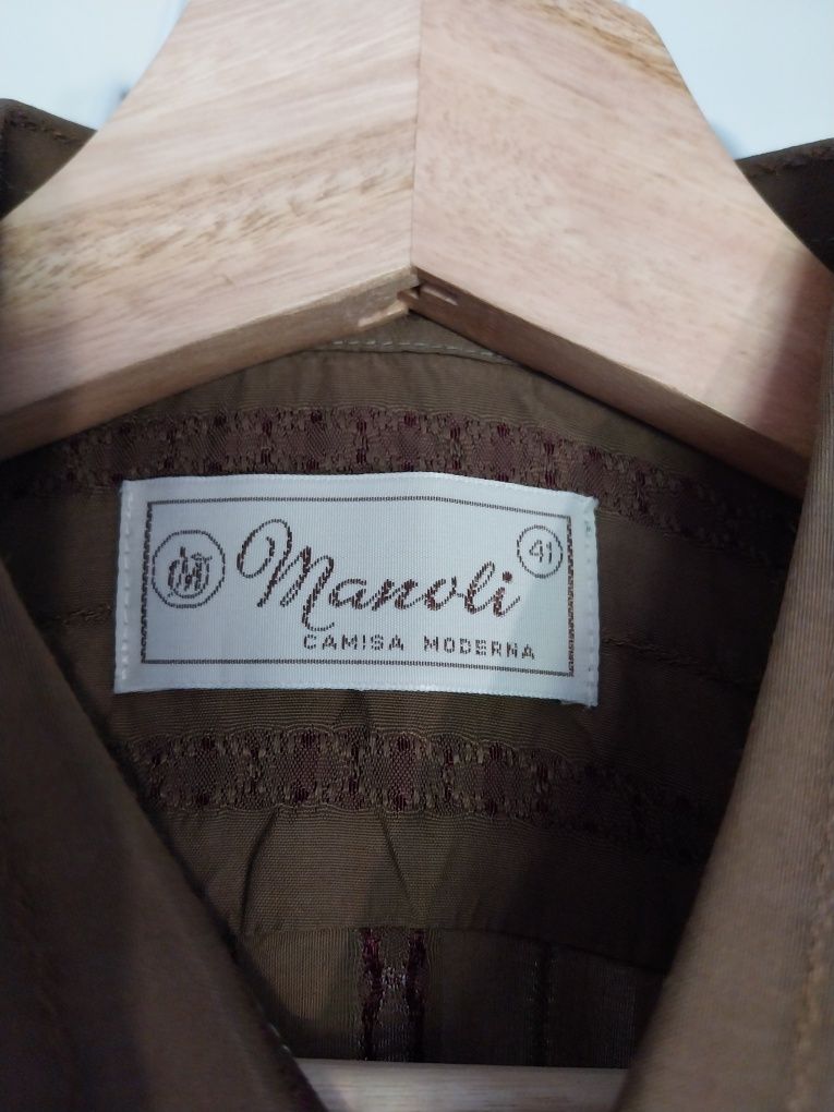 Camisa castanha | Vintage | masculina | Manoli, Tamanho 41 (etiqueta)