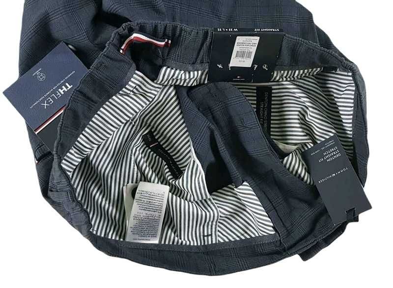 Męskie spodnie Tommy Hilfiger Denton Chino Straight krata nowe W33/L32
