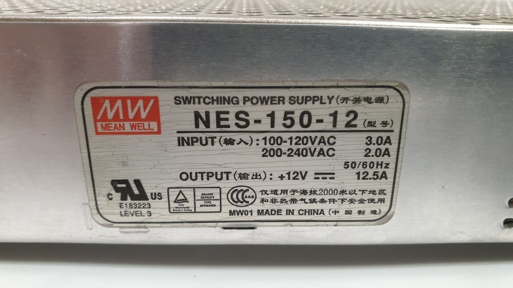 Источник, блок питания 12V / 220v Mean well NES-150-12 . 12,5A