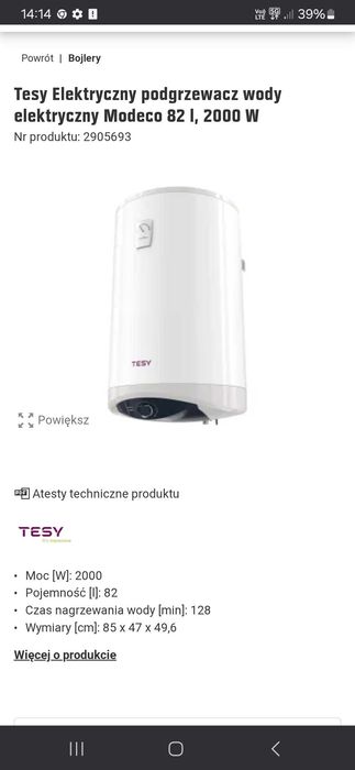 Elektryczny podgrzewacz wody Modeco 82 l