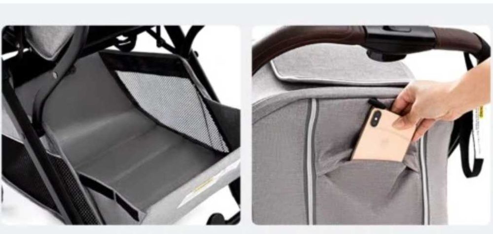 Wózek spacerowy lekki, składany, amortyzacja + dodatki