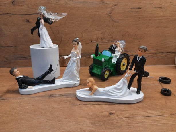 Zestaw figurek ozdób na tort stół weselny dekoracje ślubne topper