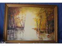 quadro Pintura original do choupal de Coimbra 1967 Fernando Viana