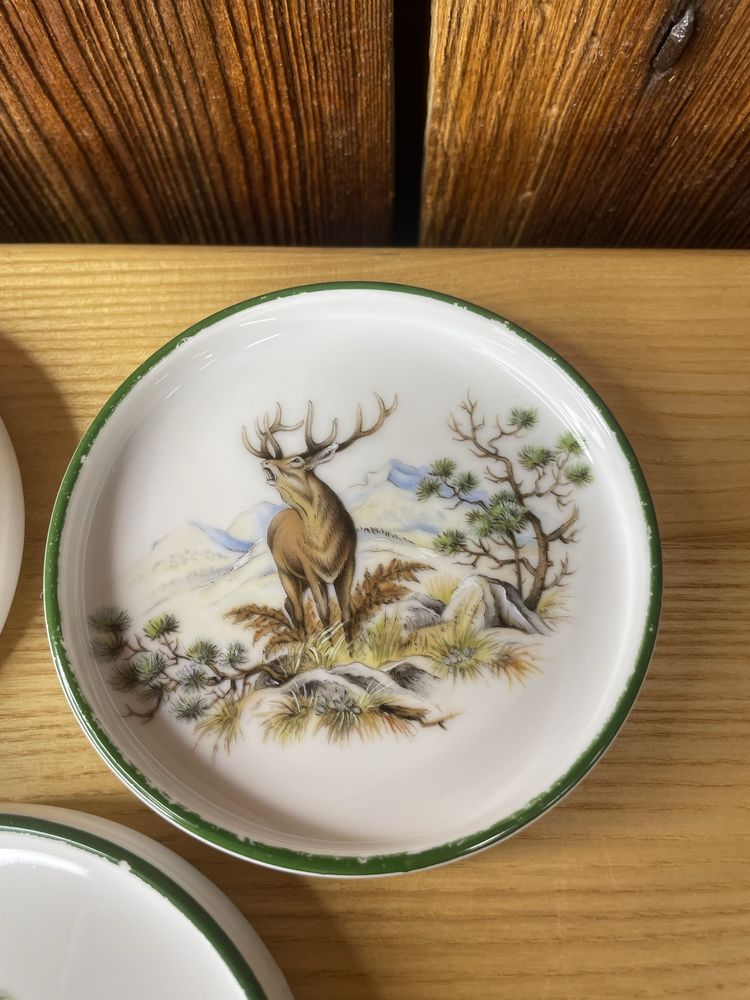 Komplet podstawek pod kubek porcelana myślistwo jeleń łoś A486