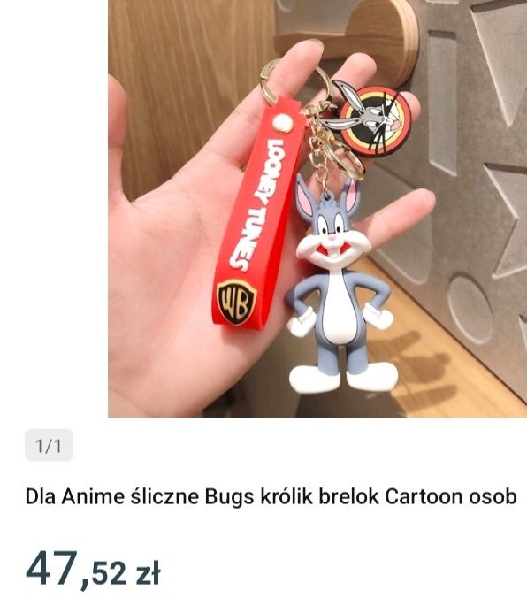 Brelok królik Bugs warner bross cartoon anime klucze plecak torebka wb