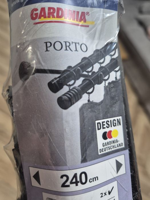 Czarny karnisz podwójny 240 cm | Nowy oryginalnie zapakowany