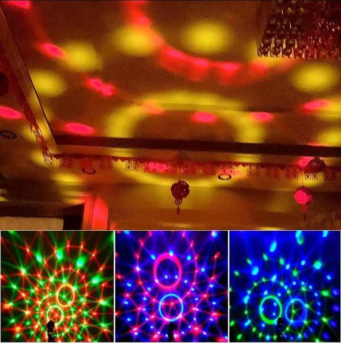 Lampa Disco RGB USB Kula Imprezowa  7 Trybów, Pilot, Regulowany Stojak