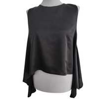 Elegancka czarna bluzka damska asymetryczna bez rękawów, włoska jakość