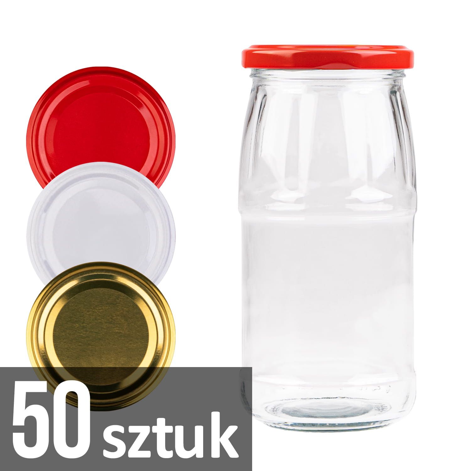 50x Słoik szklany 470 ml na miód, przetwory, dżemy z zakrętką