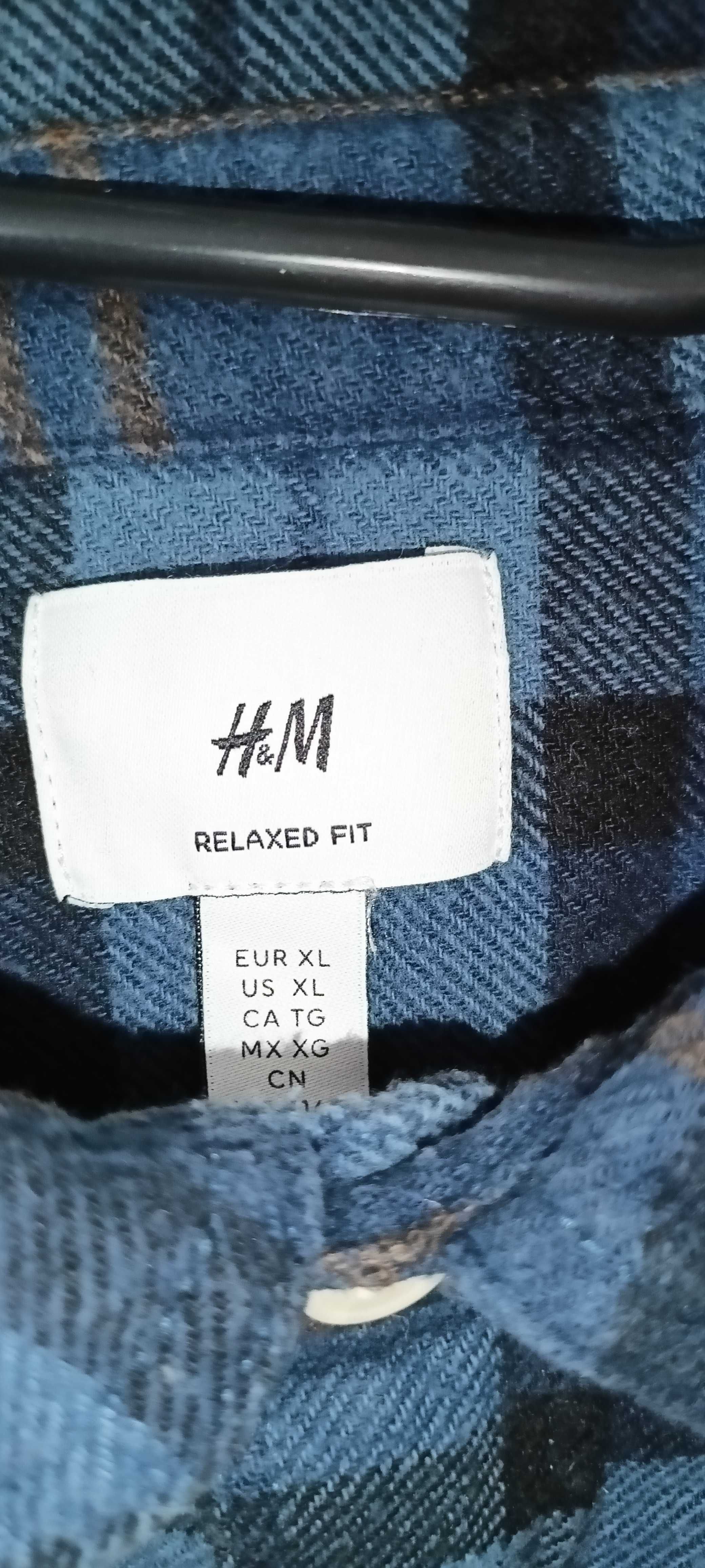 Koszula Flanelowa w kratę H&M 100% Bawełna Relaxed Fit