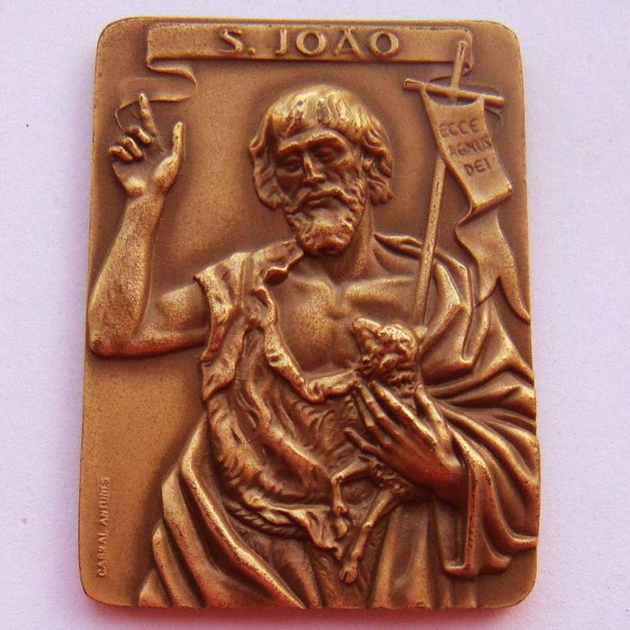 Medalha de Bronze São João Batista com Cajado e Carneiro