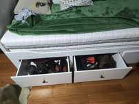Cama individual/dupla com 3 gavetas e 2 colchões, branco