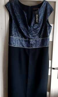 Granatowa sukienka NOWA r. 54