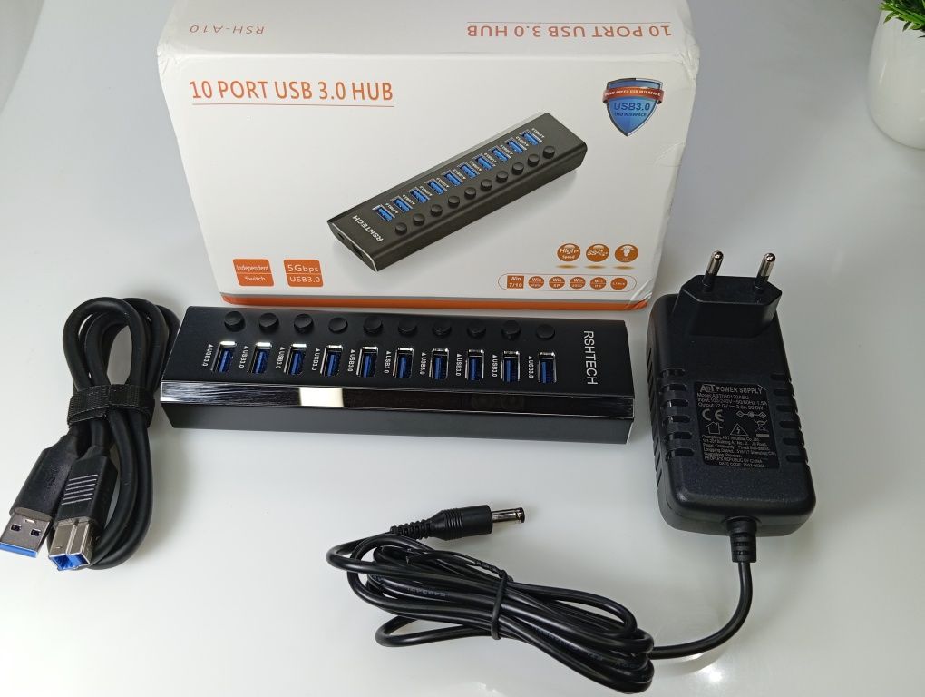 ‼️USB хаб RSHTECH USB 3.0 7/10/13/16 портів з блоком живлення hub‼️