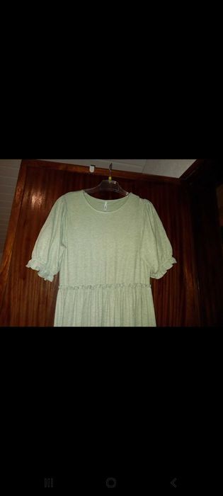 Vestido de verão e meia estação, comprido, verde água - M - Tiffosi