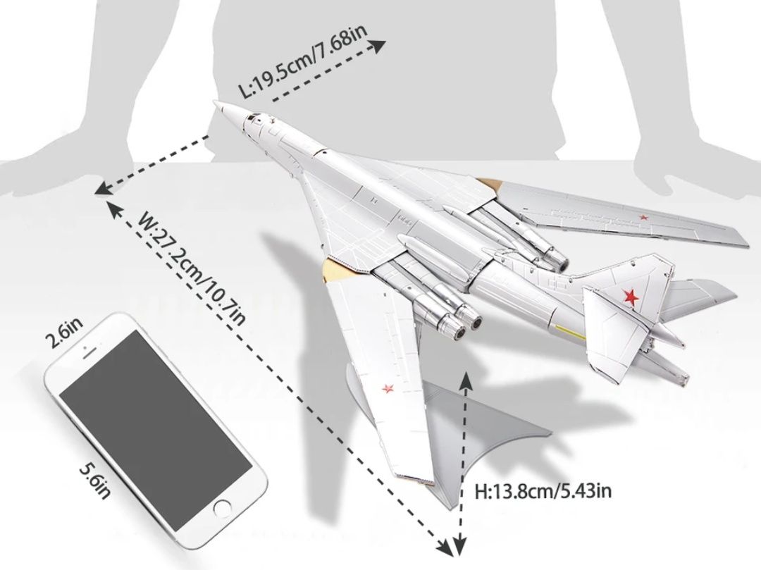 Конструктор металлический 3D пазл Самолёт бомбардировщик "ТУ-160"