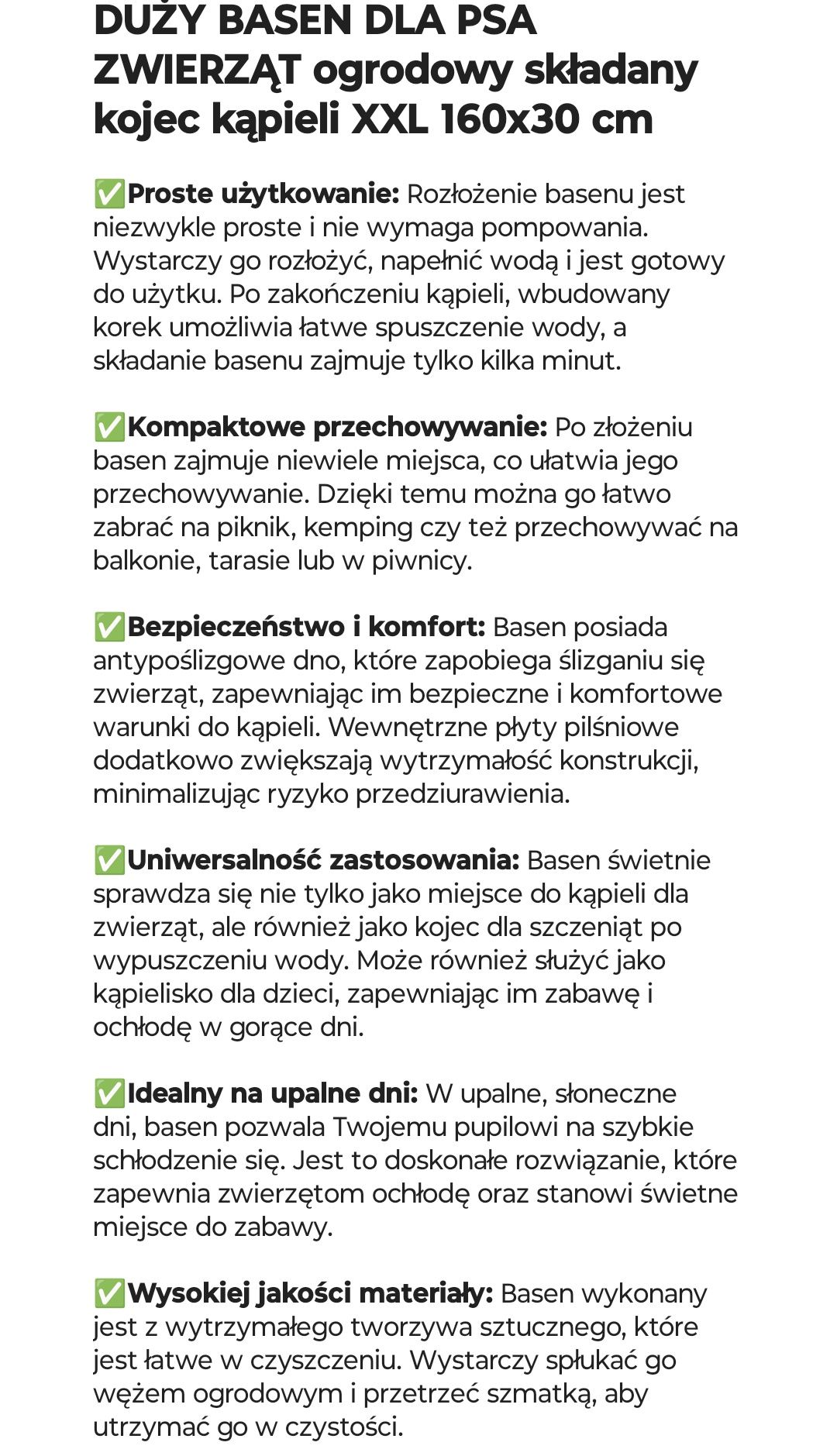 Duży składany basen dla psa, dzieci kojec 160 cm x 30
